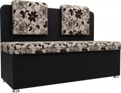 Кухонный прямой диван АртМебель Маккон 2-х местный рогожка на флоке экокожа черный