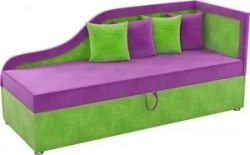 Детский диван АртМебель Дюна микровельвет фиолетово-зеленый правый угол