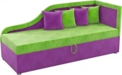 Детский диван АртМебель Дюна микровельвет зелено-фиолетовый правый угол
