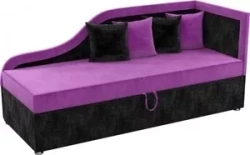 Детский диван АртМебель Дюна микровельвет фиолетово-черный правый угол