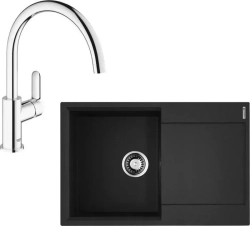 Мойка кухонная OMOIKIRI и смеситель Daisen 78 BL, Grohe BauEdge черная (4993327, 31367000)