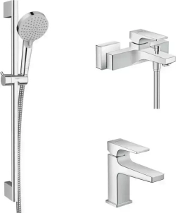 Комплект смесителей Hansgrohe Metropol с душевым гарнитуром, хром (32540000, 32500000, 26275000)
