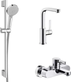Комплект смесителей Hansgrohe Metris S с душевым гарнитуром, хром (31460000, 31159000, 26275000)