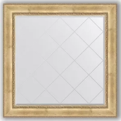 Зеркало Evoform с гравировкой Exclusive-G 112x112 см, в багетной раме - состаренное серебро с орнаментом 120 мм (BY 4471)