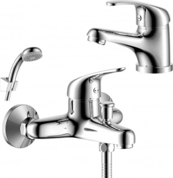 Комплект смесителей Rossinka Silvermix для раковины и ванны, с душем, хром (Y40-31, Y35-11)