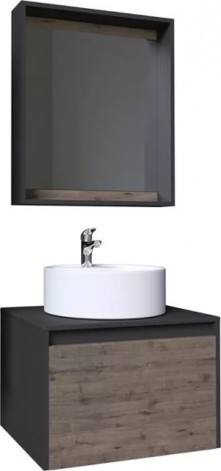Мебель для ванной GROSSMAN Смарт 60х46 зеркало с полкой, веллингтон/графит