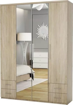Шкаф Шарм-Дизайн четырехдверный Комфорт МКЯ2-43 200х60 с зеркалами, дуб сонома