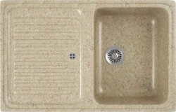 Мойка кухонная GREENSTONE GRS-78-302 песочная, с сифоном