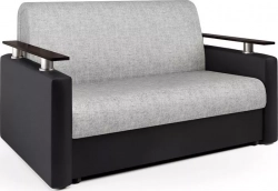 Диван-кровать Шарм-Дизайн Шарм 100 экокожа черная и серый шенилл