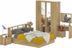 Комплект мебели СВК Камелия спальня № 9 кровать 160х200 с ящиками, две тумбы, шкаф 160, косметический стол с зеркалом, дуб сонома (1024063)