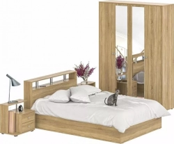 Комплект мебели СВК Камелия спальня № 1 кровать 140х200, две тумбы, шкаф 160, дуб сонома (1024050)