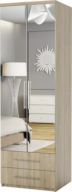 Шкаф для одежды Шарм-Дизайн с ящиками Комфорт МШЯ-21 60х45 с зеркалами, дуб сонома