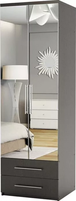 Шкаф для одежды Шарм-Дизайн с ящиками Комфорт МШЯ-21 60х45 с зеркалами, венге