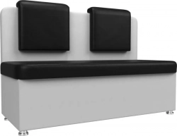 Кухонный прямой диван АртМебель Маккон 2-х местный экокожа черный/белый
