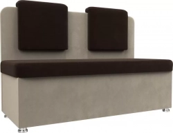 Кухонный прямой диван АртМебель Маккон 2-х местный микровельвет коричневый/бежевый
