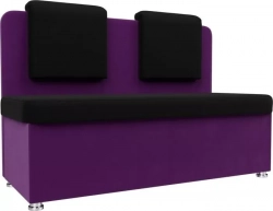 Кухонный прямой диван АртМебель Маккон 2-х местный микровельвет черный/фиолетовый