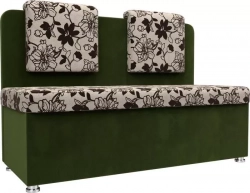 Кухонный прямой диван АртМебель Маккон 2-х местный рогожка на флоке вельвет зеленый