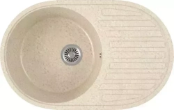 Мойка кухонная GREENSTONE GRS-18-328 бежевая, с сифоном