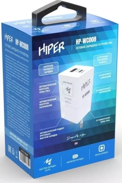Сетевое зарядное устройство Hiper HP-WC008 белый