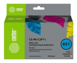 Расходный материал для печати CACTUS CS-RK-C2P11 N651 голубой/пурпурный/желтый 3x30мл (Заправочный набор)