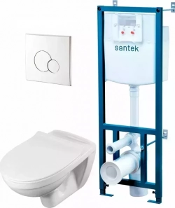 Комплект унитаза с инсталляцией Santek Бореаль с , кнопка хром, сиденье микролифт (1.WH50.1.544)