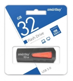 Флеш-накопитель SMARTBUY 32GB IRON BLACK/RED 3.0 USB3.0