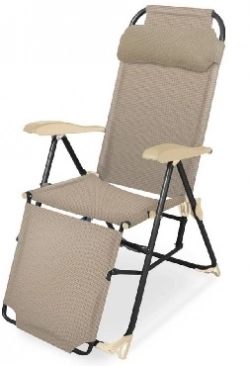 Кресло-шезлонг НИКА -шезлонг с подножкой складное песочный (сетка) К3/ПС NIKA с