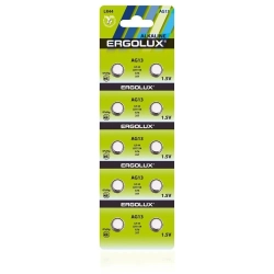 Батарейки ERGOLUX (14324) AG13 BL-10 (AG13-BP10, LR44 /LR1154 /A76 /357 батарейка для часов)