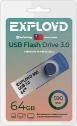 Флеш-накопитель EXPLOYD EX-64GB-590-Blue 3.0 USB флэш-накопитель USB