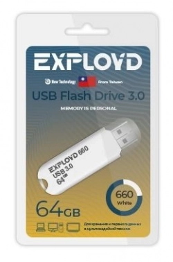 Флеш-накопитель EXPLOYD EX-64GB-660-White 3.0 USB флэш-накопитель USB