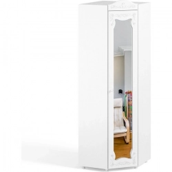 Шкаф угловой ОЛМЕКО Италия ИТ-66 с зеркальной дверью, белое дерево