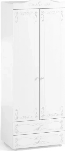 Шкаф для одежды ОЛМЕКО Италия ИТ-49 с ящиками, белое дерево