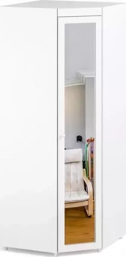 Шкаф угловой ОЛМЕКО Монако МН-68 с зеркальной дверью, белое дерево
