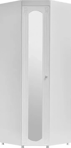 Шкаф угловой ОЛМЕКО Афина АФ-68 с зеркальной дверью, белое дерево