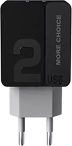 Сетевой адаптер MORE CHOICE (4627151191911) NC46i 2USB 2.4A для Apple 8-pin 1м Black Grey