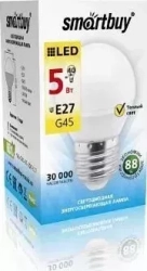 Лампа светодиодная SMARTBUY G45-05W/3000/E27 (10) Светодиодная лампа