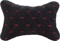 Подушка NOVA BRIGHT черная с прострочкой красной ромбиками (26х17см) 48077 -подголовник с