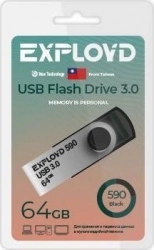 Флеш-накопитель EXPLOYD EX-64GB-590-Black USB 3.0 флэш-накопитель