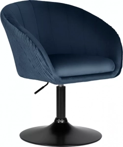 Кресло Dobrin дизайнерское EDISON BLACK LM-8600_BlackBase синий велюр (1922-20)