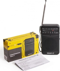 Радиоприёмник ЭФИР -17 УКВ 64-108МГц, СВ 530-1600КГц, КВ, бат. 2*AA