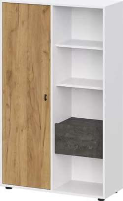 Шкаф SV Мебель многофункциональный Анри белый текстурный / дуб золотой / железный камень