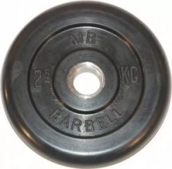 Диск обрезиненный MB Barbell 31 мм 2.5 кг черный "Стандарт"
