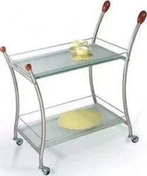 Стол сервировочный Мебелик Поло металлик/матовое стекло