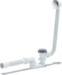 Слив-перелив для ванны АНИ пласт плоский Клик-клак, с гибкой трубой (грибок-сетка) (EC055GS)