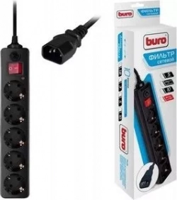 Сетевой фильтр BURO 500SH-1.8-UPS-B 1.8м (5 розеток) черный