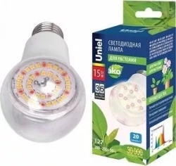 Лампа UNIEL светодиодная для растений (UL-00007405) E27 15W прозрачная LED-A60-15W/SPFB/E27/CL PLP30WH