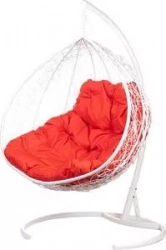 Двойное подвесное кресло BiGarden Gemini white красная подушка
