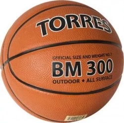 Мяч баскетбольный TORRES BM300 B02013, р.3, резина, нейлон. корд, бут. камера, темнооранж-черный