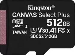 Карта памяти KINGSTON microSDXC 512Gb Canvas Select Plus (class 10/UHS-I/U3/100Mb/s)