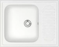 Мойка кухонная Glanz J-015-31 белая, с сифоном